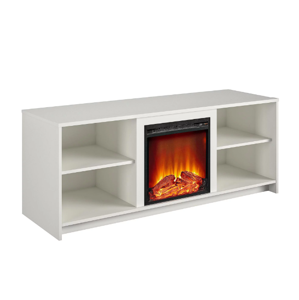 Fireplace TV Stand for TVs up to 65, White, Assembled | Rollin' Dealz